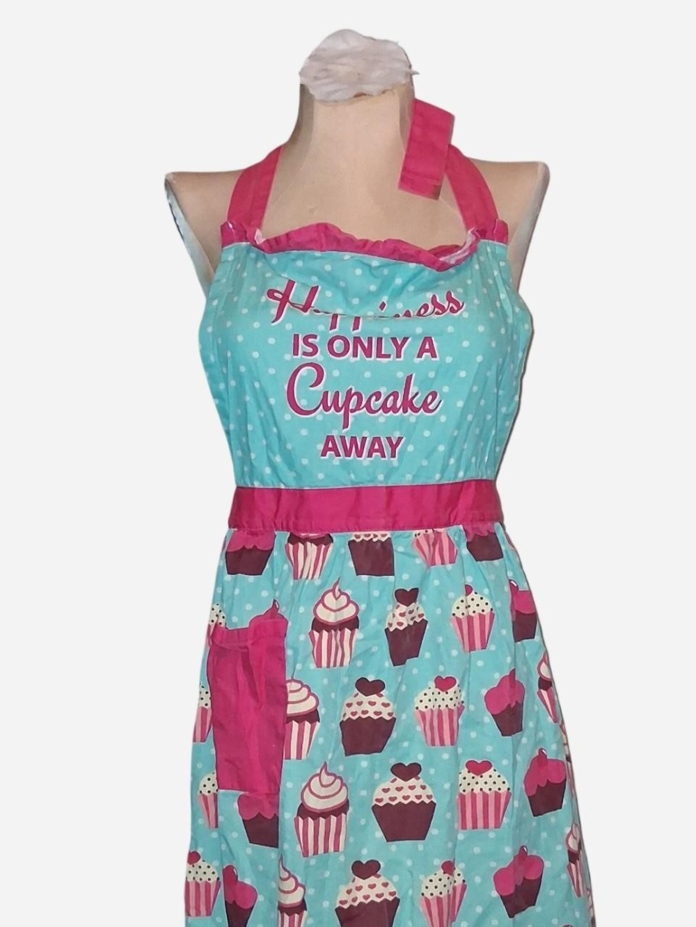 Source Unknown Aqua and Pink Cupcake Apron